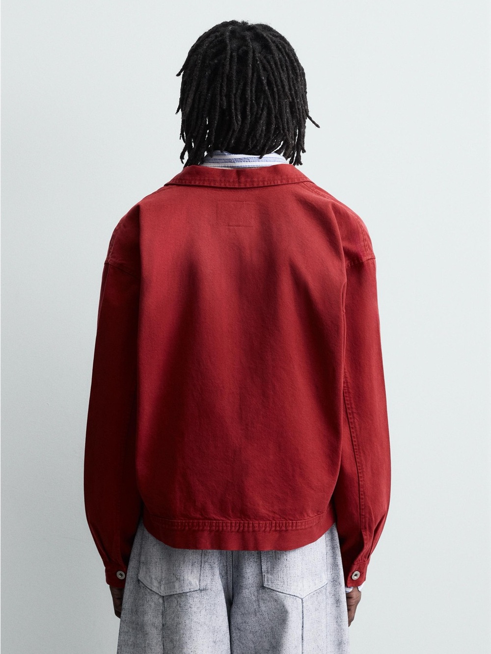 NWT. Zara Man Red Loose-Fit Cotton Denim Oversized Jacket. Size M. - Picture 5 of 12